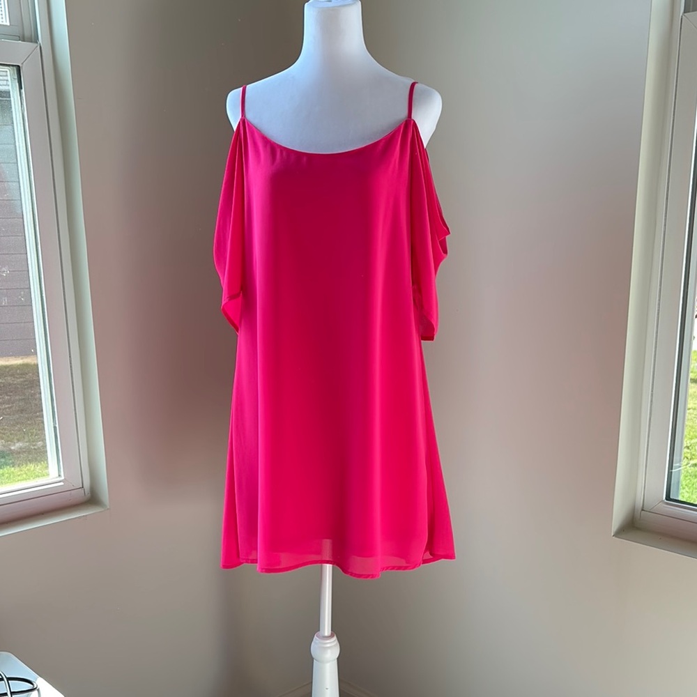 Vibrant Pink Cold Shoulder Dress